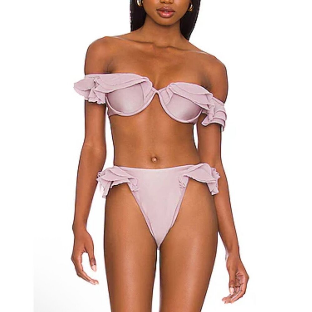 NWT Andrea Iyamah Salama Lilac High-Rise Bikini‎ Bottom High-Leg Cut XXL - Picture 12 of 12